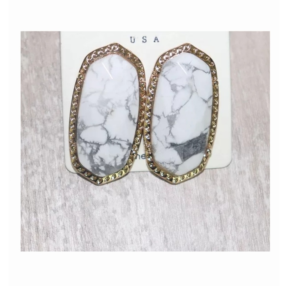 Marble and Stud Earrings